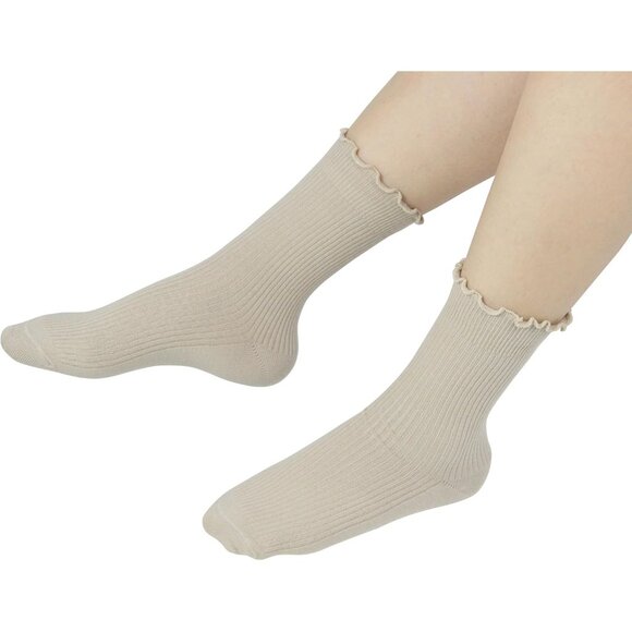🆕Women Cream Casual Ankle Socks Cute Ruffle Lightweight Thin Cuff Frilly Design - Picture 5 of 6